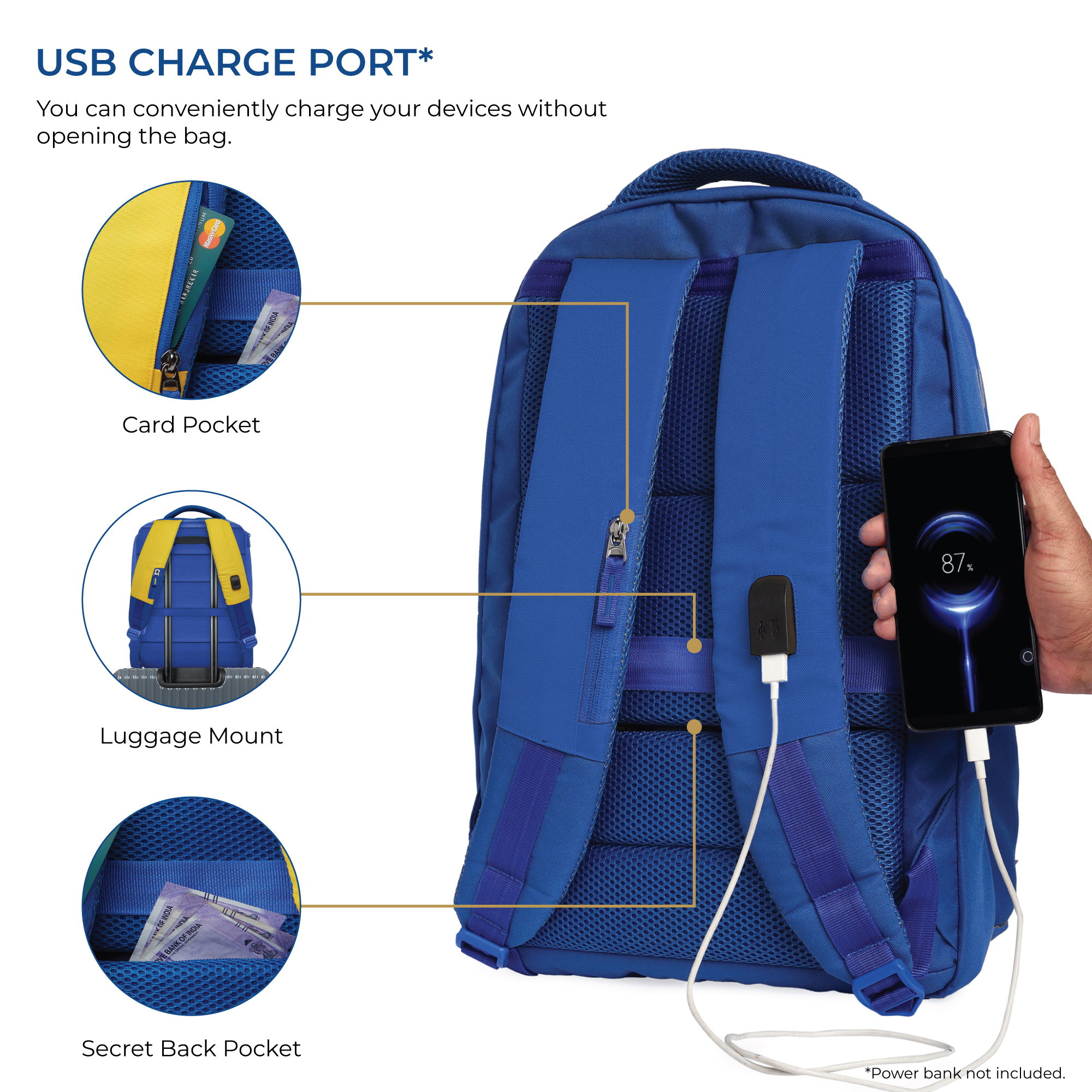 CSK Cricket Blue Backpack